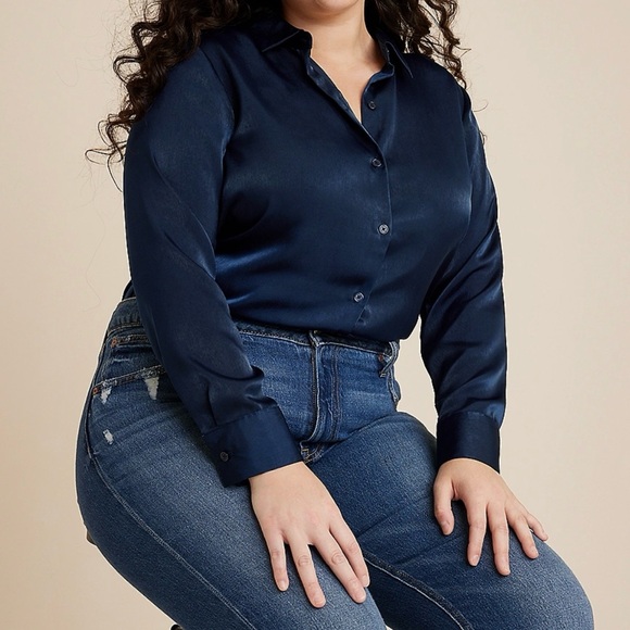 Maurices Tops - Maurice’s Plus Size Winona Satin Button Down Blouse